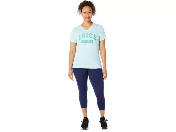 DAMEN-KURZARM-T-SHIRT MIT V-AUSSCHNITT „EST 1977“