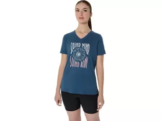 V-Ausschnitt mit Sonnenblumen-Slogan für Damen