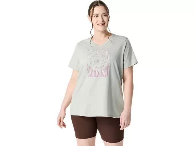 V-Ausschnitt mit Sonnenblumen-Slogan für Damen