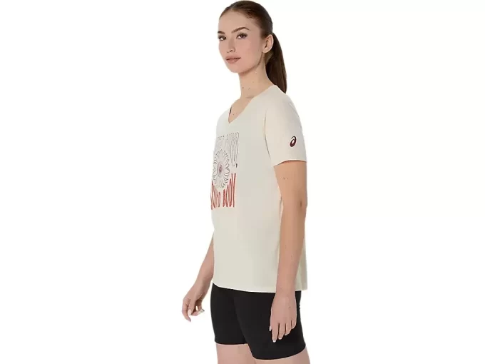 V-Ausschnitt mit Sonnenblumen-Slogan für Damen